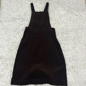 Brown overall corduroy adjustable strap dress
